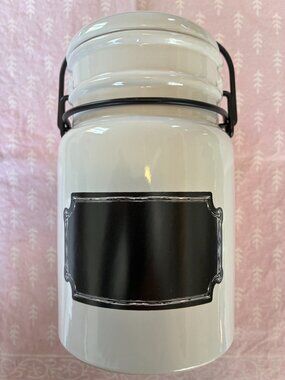 "Chalk label" glazed canister from Ore Originals. NWT